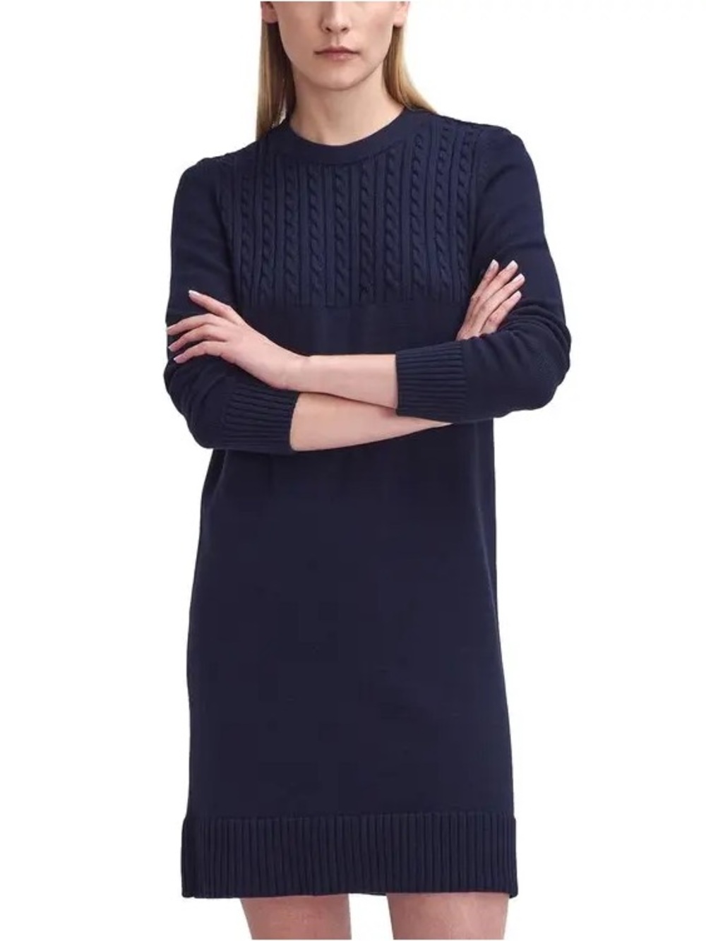 Barbour Guernsey Navy Cable-Knit Long Sleeve Dress